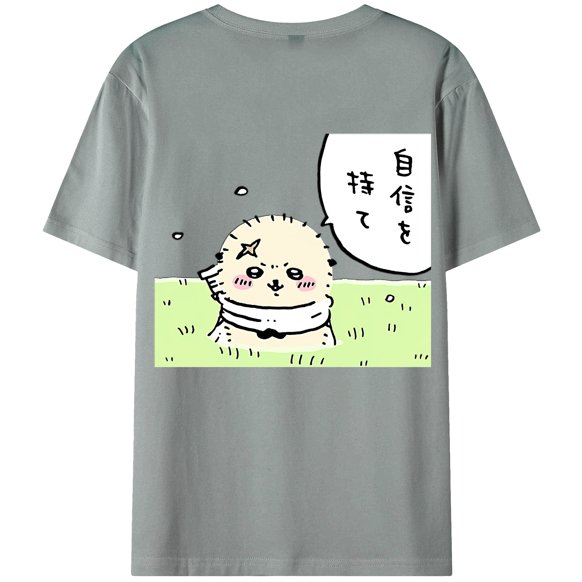 （画像用） ちいかわ ラッコ Chii-kawa Sea otter 綿100％ メンズ半袖Tシャツ（バックプリント） 通気性